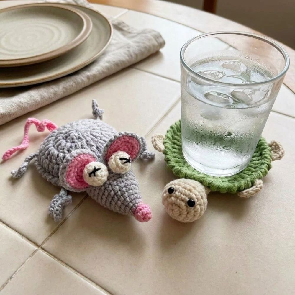 แผ่นรองแก้วรูปเต่าถักโครเชต์ ง - Water Dish Reptile บทวิจารณ์และราคา